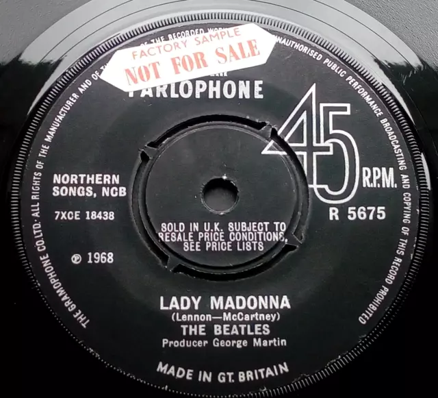 The BEATLES - *LADY MADONNA* - 1968 - UK - *FACTORY SAMPLE* - 1G/1G - NEAR MINT