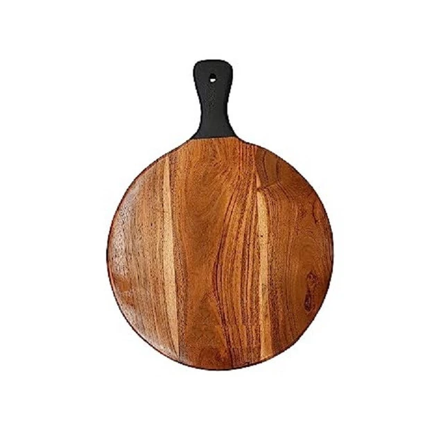 Muso Wood Assiettes Rondes En Bois D'Acacia - 20 Cm - Plateau De Service Rond - 2 Pièces - Pour Dessert, Petits Pains, Gâteaux