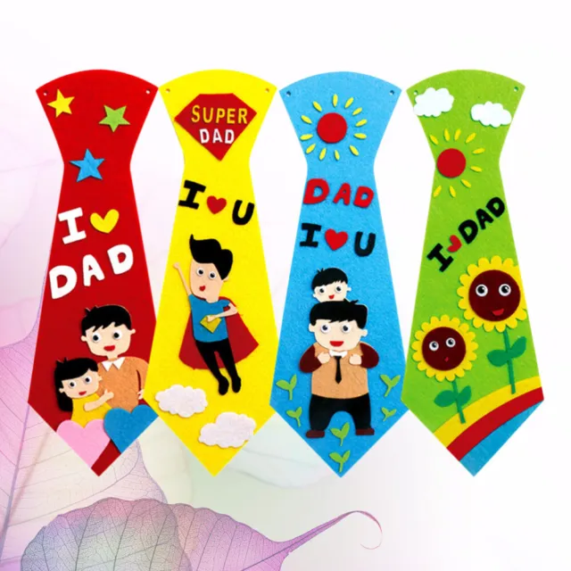 4 Sets Kids Craft Kits Cool Gifts Dad Fathers Day Crafts Father' S Day Tie