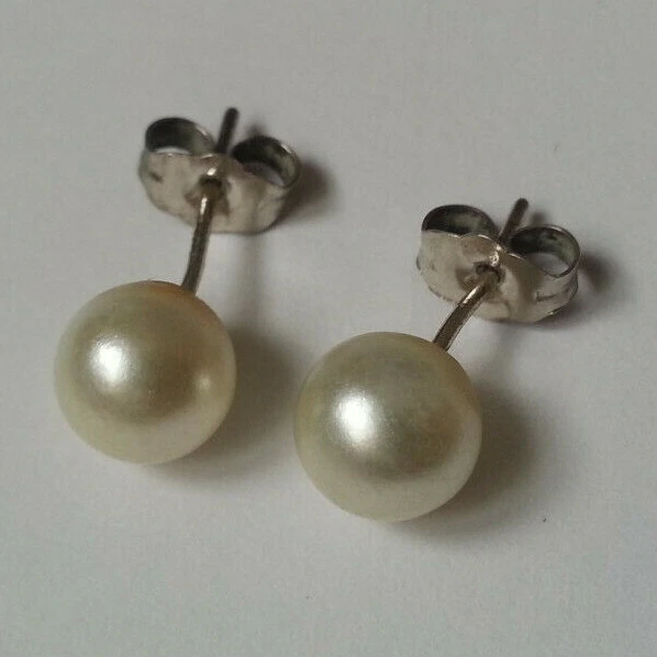 Boucles D'oreilles Anciennes En Argent Sterling 925 Et Perle Fantaisie - Style Puces, à Nettoyer