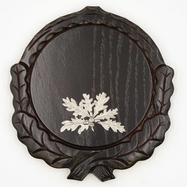 Placa de Jabalí Tallado Oscuro Af 16 CM Con 1x 6-blättrigen Hoja Roble Portada