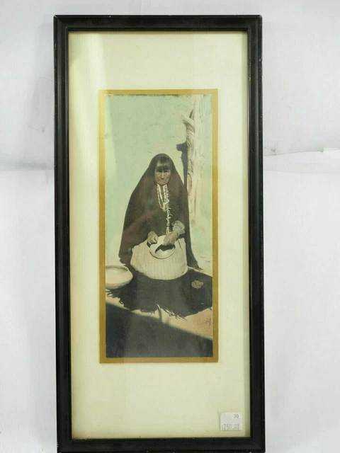 Hopi woman making pots circa 1920-30 Scarce antique tinted photo 7.5" x 15"