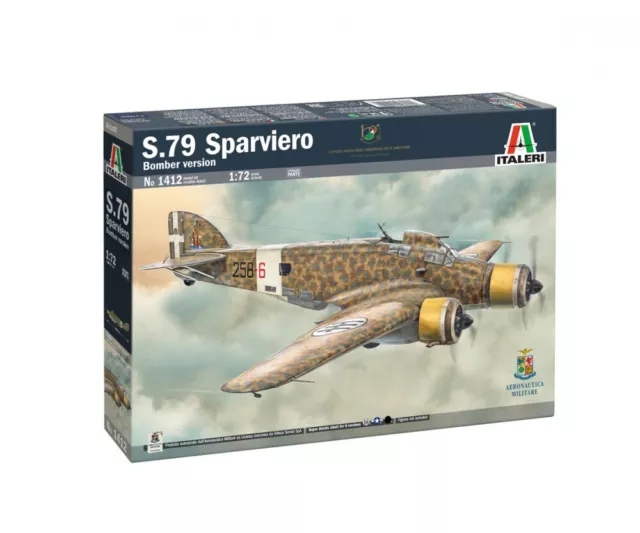 Italeri 1412 S.M.79M Sparviero Plastique Kit de Construction Modèle 1:72 Neuf