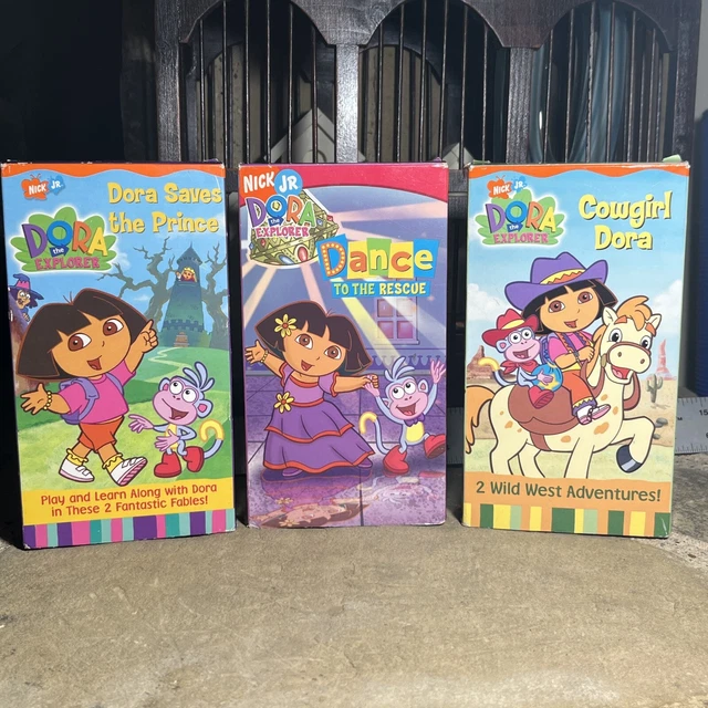 dora-the-explorer-vhs-tape-lot-of-3-nick-jr-cowgirl-dance-saves-the