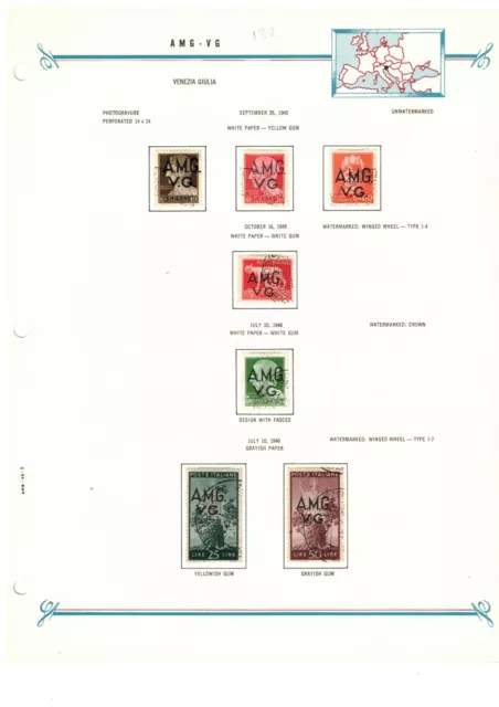 AMG VG Italy Trieste 1945 Definitive Set VFU on Bush Album Page