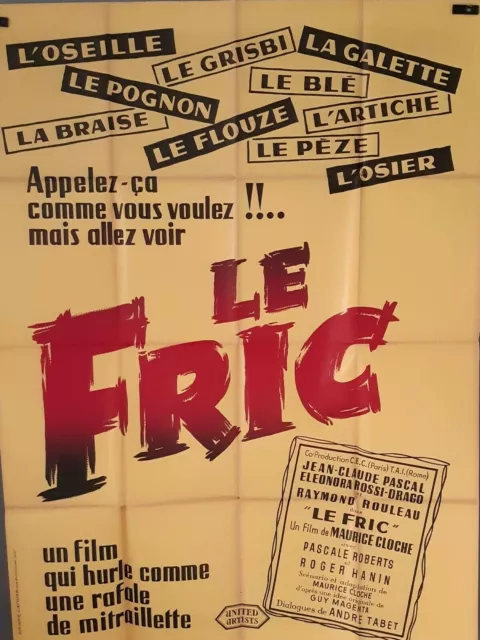 .Affiche texte de cinéma  120X160   LE FRIC  Maurice Cloche  1959