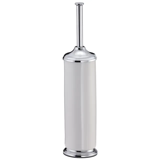 Free Standing Chrome & White "Opera" Toilet Brush & Holder | Showerdrape