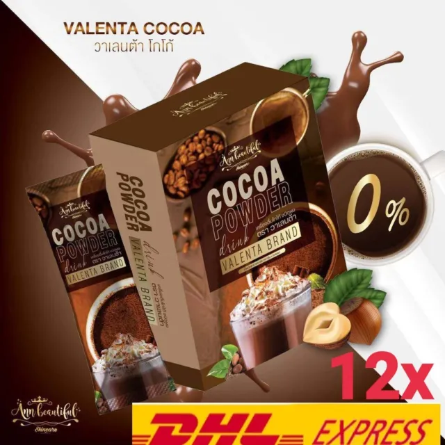 12x Valenta Cacao Bebida Instantánea Pérdida de Peso Control Altura Fibra Desintoxicación Adelgazamiento