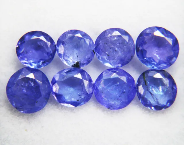 3.33 Ct Certified Natural Tanzanite Blue Round Cut Loose Gemstones Lot 5 x 5 mm