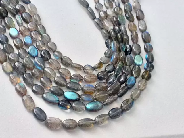 5-11mm Labradorite Uni Ovale Perles, Bleu Feu Pierres Précieuses, Flashy Perles
