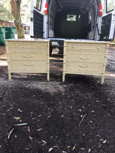 Pair of Faux Bamboo Bachelor Chest of 3 drawers Thomasville Allegro Nightstands Pair of Faux Bamboo Bachelor Chest of 3 drawers Thomasville Allegro Nightstands