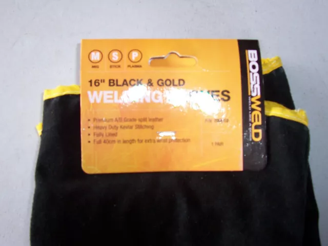Bossweld 16" Black & Gold Welding Glove (Pair)