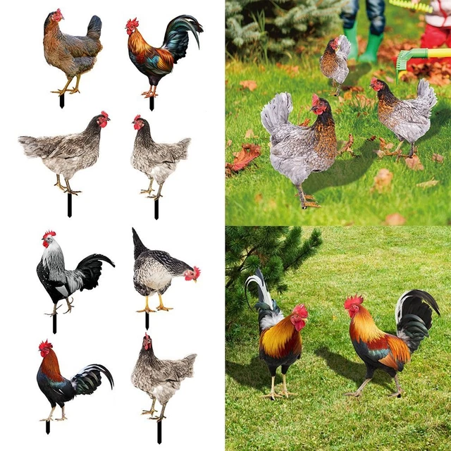 Yard Art Decor Rooster Statues Sculptures Chicken Decorations Garden Ornaments