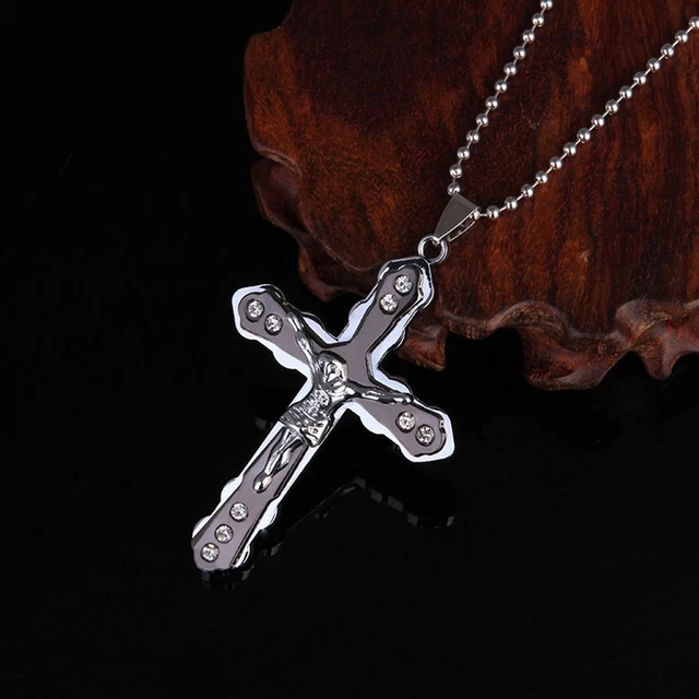 inoxydable Bijoux Christian Religieux Collier pendentif croix Crucifix Jésus