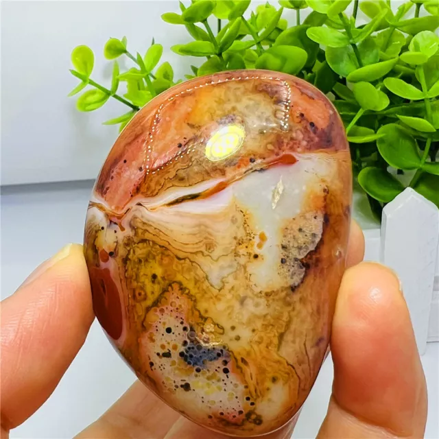 1 pc Natural wrapped silk agate polished crystal quartz ornaments healing 83g