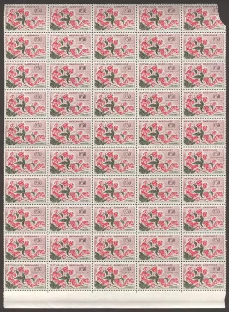 Sheet L52 Gabon 1961 MNH (50v) Plants Flowers /50c/