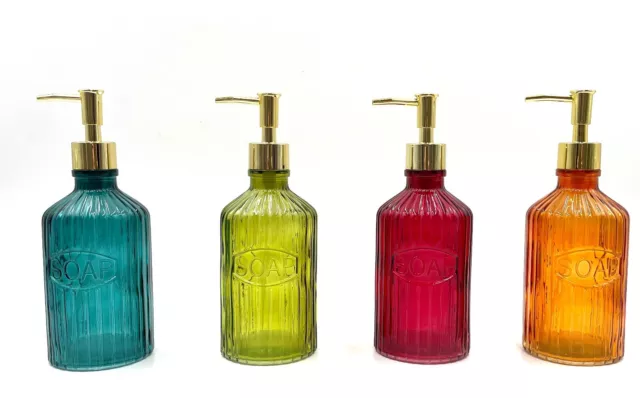 Glass Pump Soap Dispenser 500ml with Gold Pump Bathroom Accessory