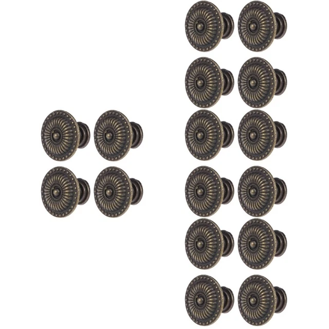 16 Pcs Floral Handle Drawer Knobs Matte Black Door Metal Nightstand Cabinet