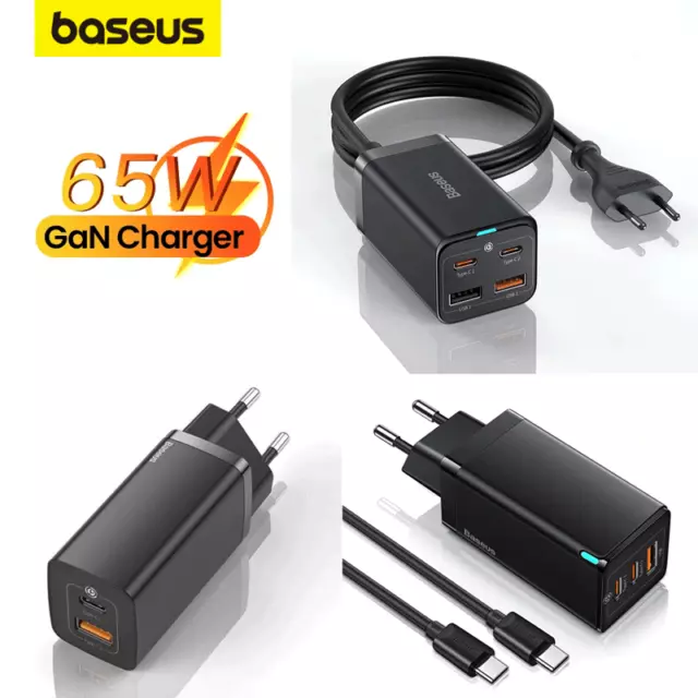 Baseus 65W GaN Ladestation USB C Schnell Ladegerät PD QC4.0 PPS Handy Netzteil