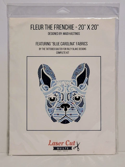 "RARO Kit de Edredones de Corte Láser Plantilla FLOR EL FRANCÉS Perro 20""x20"" Costura - NUEVO