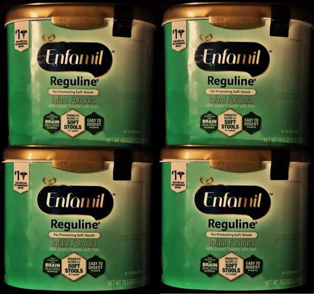 4x Enfamil Reguline Formula--Milk-Based Powder w/Iron= 4 Tubs, 19.5 oz Ea (2025)