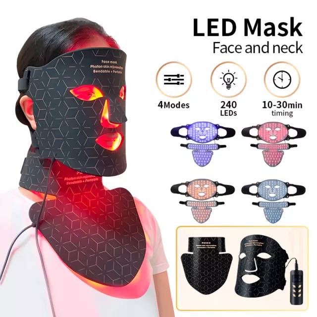 240 Lights Face Neck LED Mask Infrared Skin Care Skin Tightening Repair Pores AU