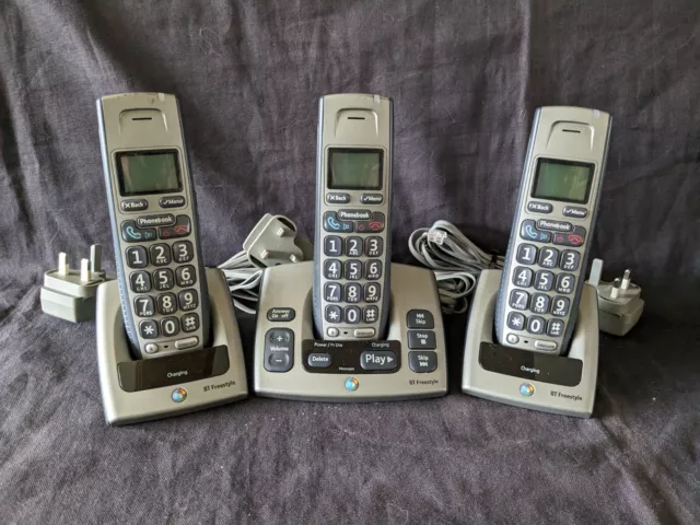 BT Freestyle 750 Trio BIG BUTTONS With Answering Machine Cordless (G622)