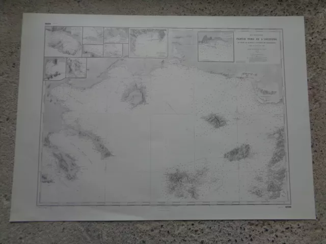 CARTE  MARINE  Entrée nord de l'archipel 1938  du golfe de Ruphani Dardanelles