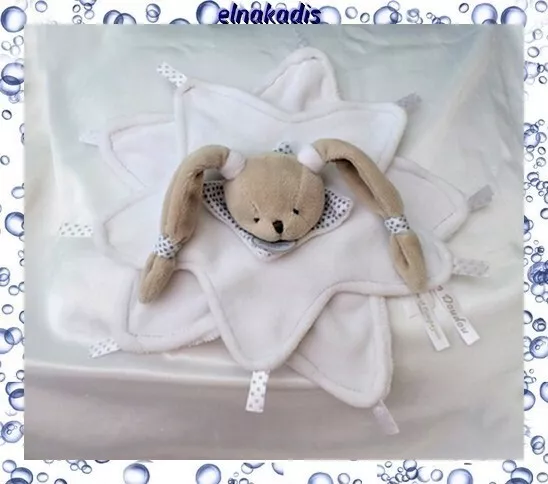 Doudou Plat Etoile Lapin Céleste Blanc Beige Col Etoiles Doudou Et Compagnie