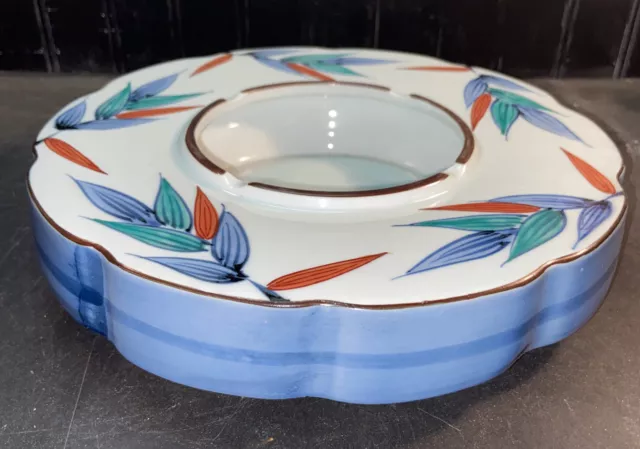 Vtg 30-40’s? RARE X-LARGE Asian Pottery Hand painted Wheat LUSTERWARE Ashtray