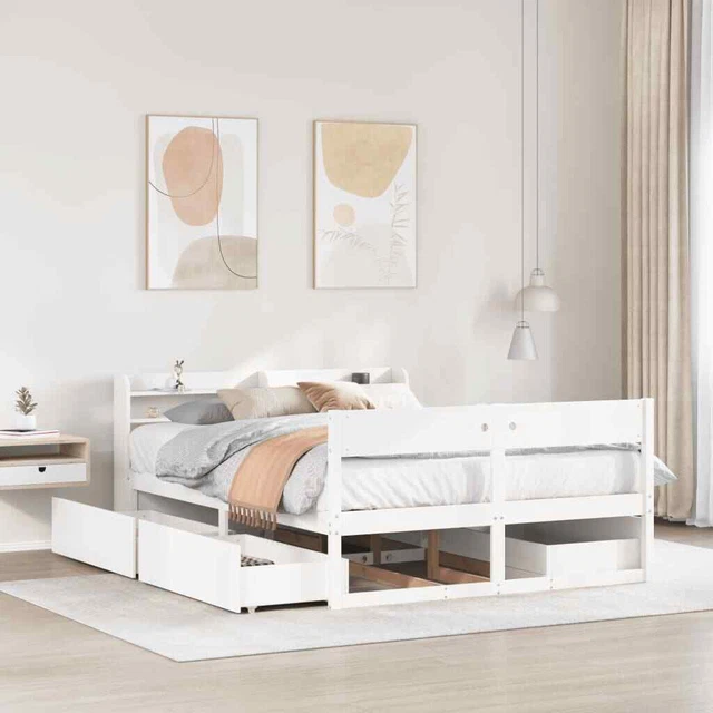 BED FRAME WITHOUT Mattress White 120x190 cm Small Double Solid Wood