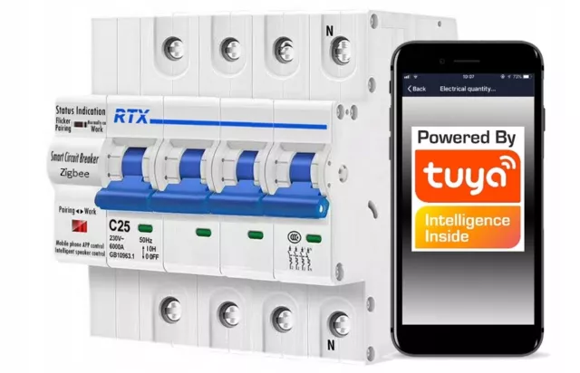 Ferngesteuerter Sicherungsautomat 4 Stromkreis 25A ZigBee TUYA