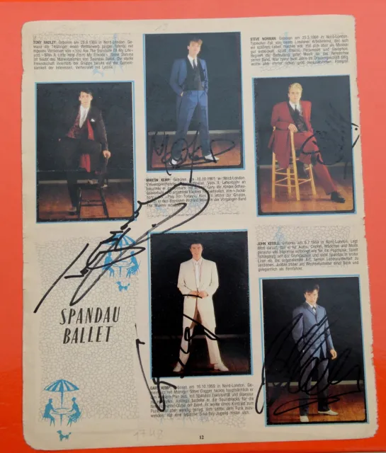 Spandau Ballet & Simple Minds - Autogramm / Signed Auf Din A4