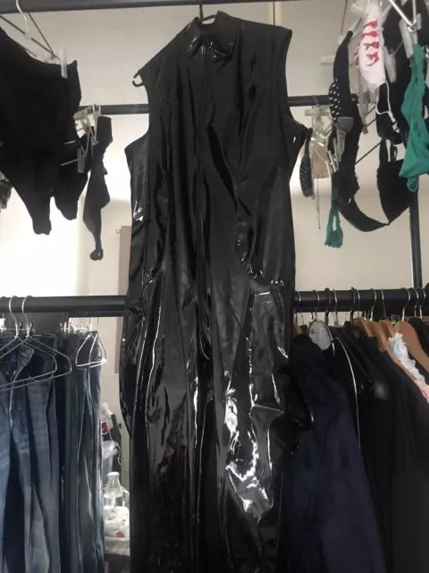 Latex Plus Size Bodysuit on zipper Bodycon Catsuit Big size PVC Leather 5X  size