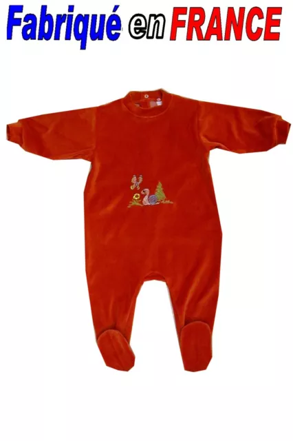 Pyjama velours de 1 mois à 2 ans ouverture pont NEUF Ref.rouille