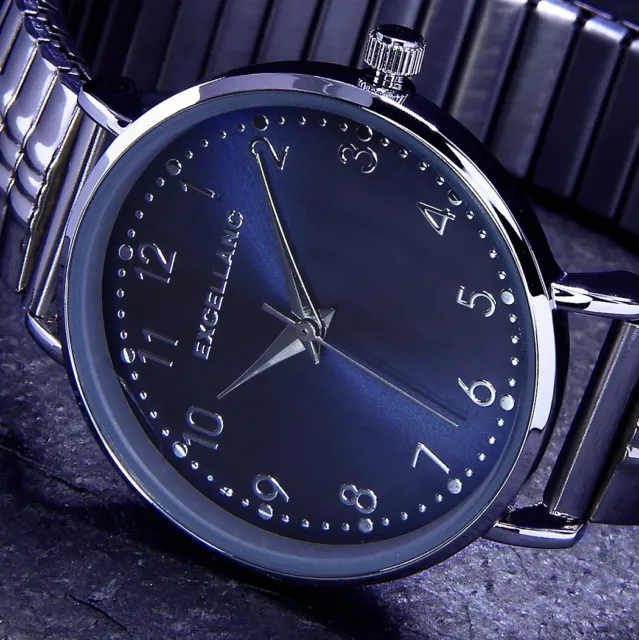 Excellanc Damen Armband Frauen Uhr Edelstahl Zug Flex Band Silber Blau Farben