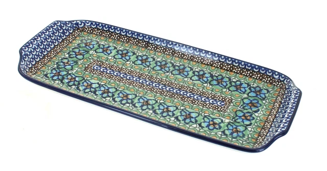 Blue Rose Polish Pottery Mardi Gras Bread Tray