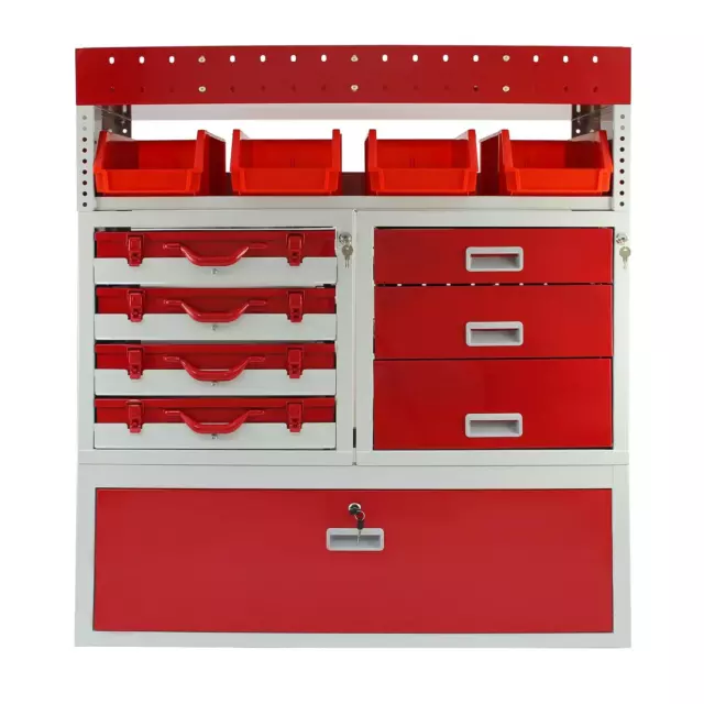 Van Racking Metal Shelving Unit Tool Storage Lockable Drawers Rack System Red