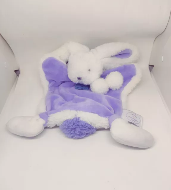 Doudou et Compagnie plat lapin blanc mauve Pompon Lavande