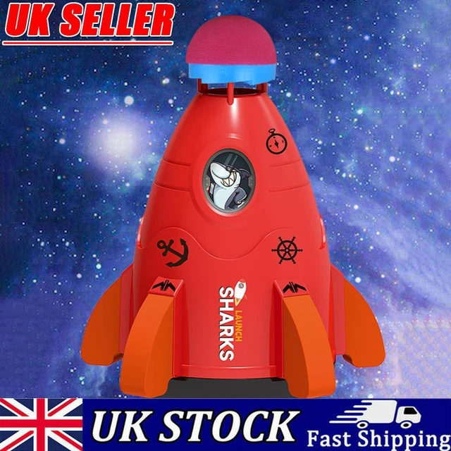 Space Rocket Sprinklers Rotating Water Powered Launcher Summer Fun Toys (Red)