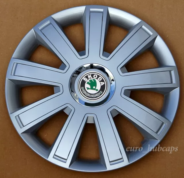 Silver 14" Silver wheel trims, Hub Caps, Covers to fit Skoda Fabia