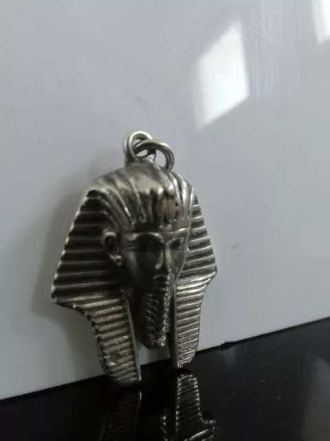 VTG AUTHENTIC EGYPTIAN REVIVAL KING TUT 800 SILVER Signed MASSIVE PENDANT 3