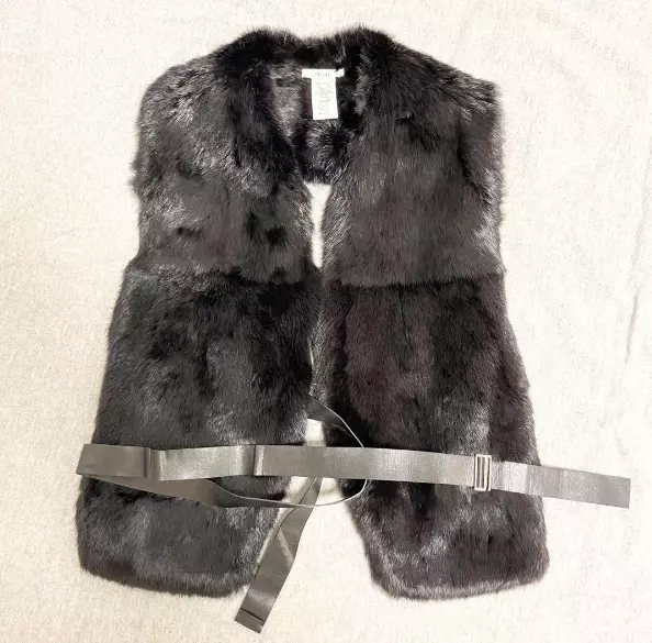 CELINE Rabbit Fur Stole Black  One Size Made in Italy Near unused From Japan