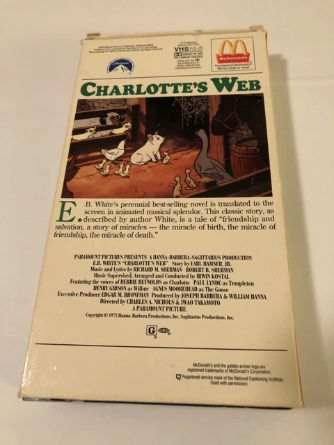 CHARLOTTE'S WEB VHS 1993 Paramount McDonald's Promo film d'animation ...