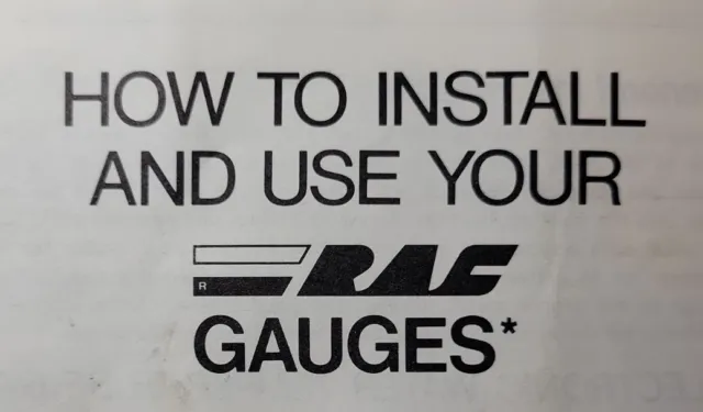 RAC Gauges Water Temperature, Oil Pressure & Ammeter Installation Manual AUTO RV