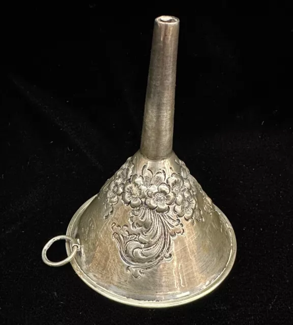 Vintage Sterling Silver Repousse Wine Funnel