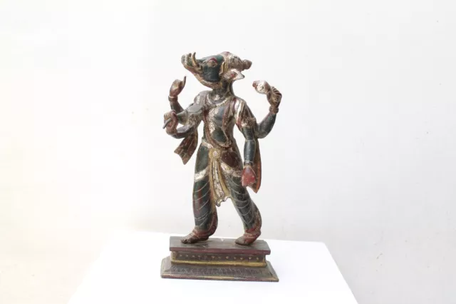 11.5 Inches Bronze Varaha Avatar | Hand Carved Varaha Idol | Lord Vishnu Idol