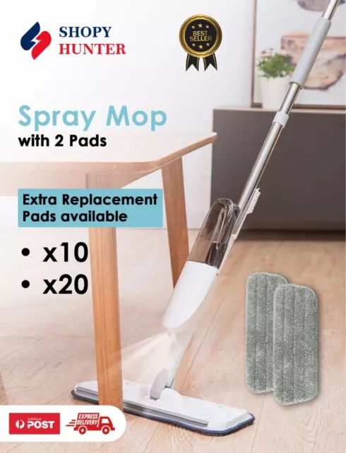 Spray Mop Floor Kitchen Bathroom Cleaner Microfiber Flat Mops white 360 Rotation