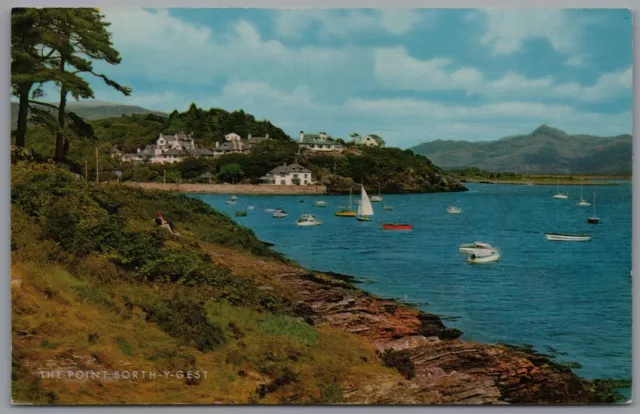 The Point Borth-y-Gest near Porthmadog Gwynedd Wales Vintage Postcard