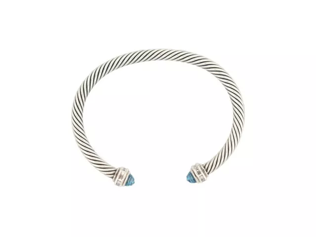 Bracelet David Yurman Cable Mm T17 Argent 925 5Mm Diamants Topaze Bangle 800€